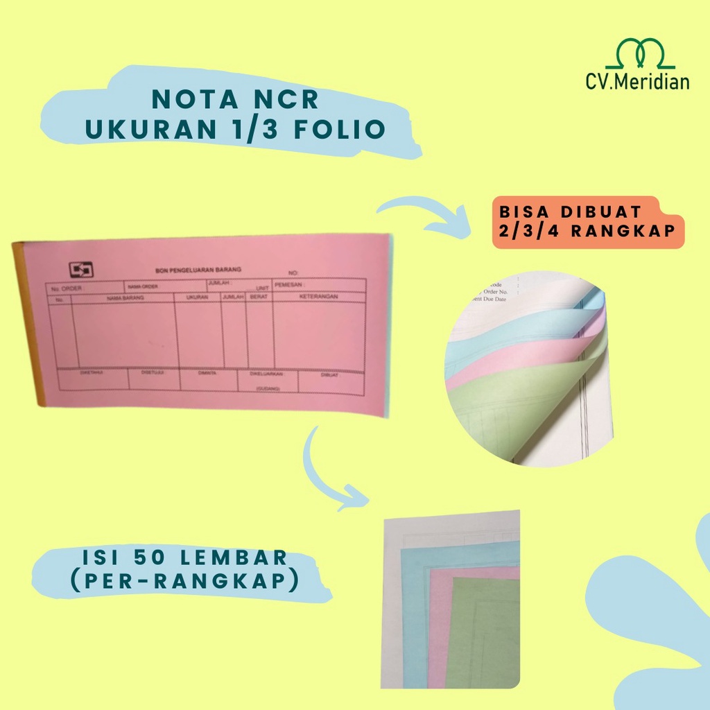 

CETAK NOTA BON SURAT JALAN KWITANSI INVOICE NCR 1/3 FOLIO 2/3/4PLY