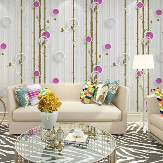 Wallpaper Dinding / Wallpaper Sticker POHON POLKADOT UNGU