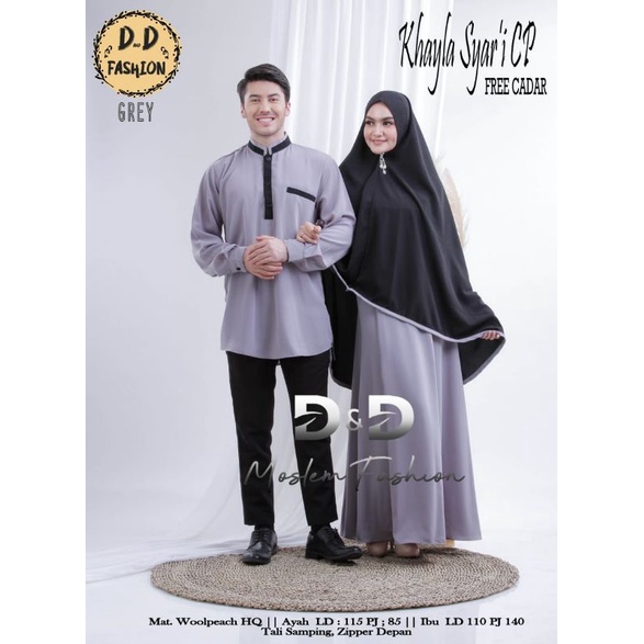 Baju Muslim Khayla Couple Syari Koko Plus Gamis Set Khimar Free Cadar