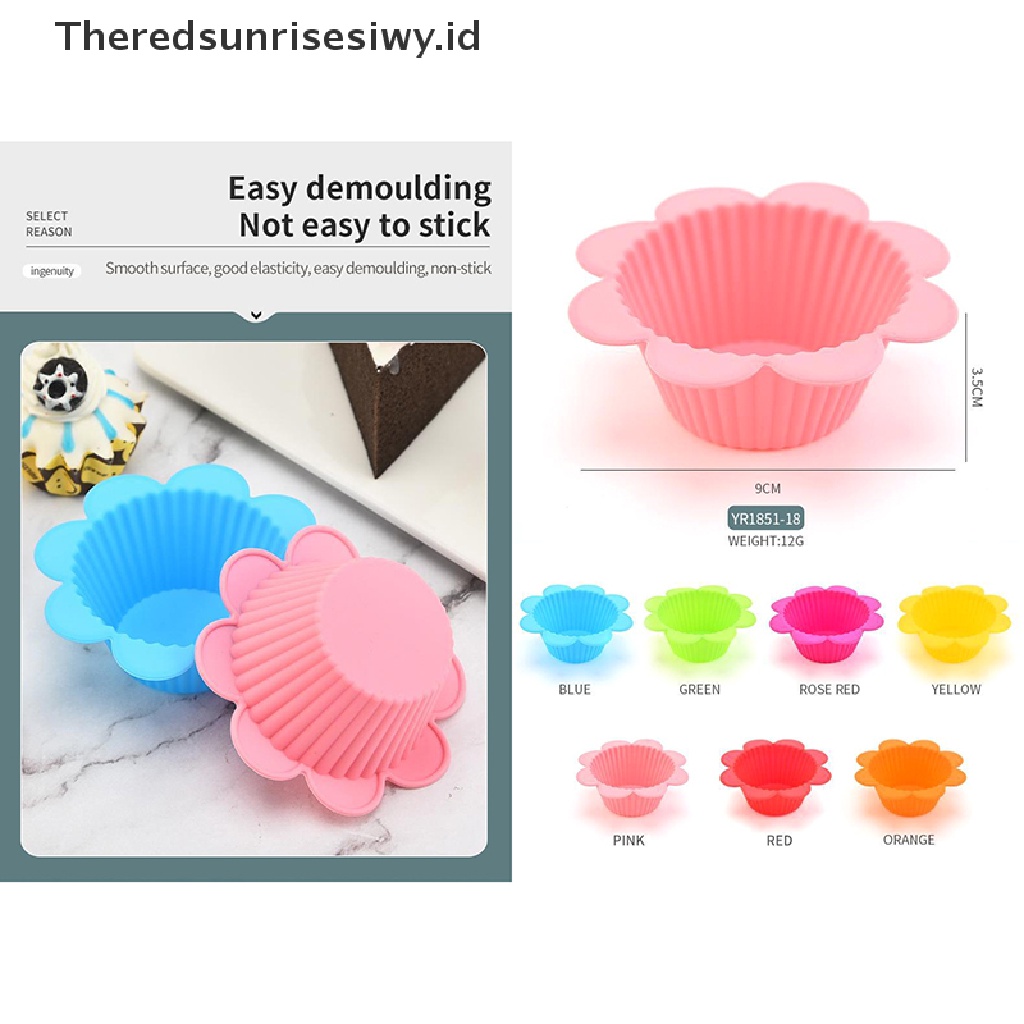 # Alat Rumah Tangga # 5 Pcs Cetakan Cupcake Muffin Pudding Jelly Bentuk Bunga Matahari Bahan Silikon