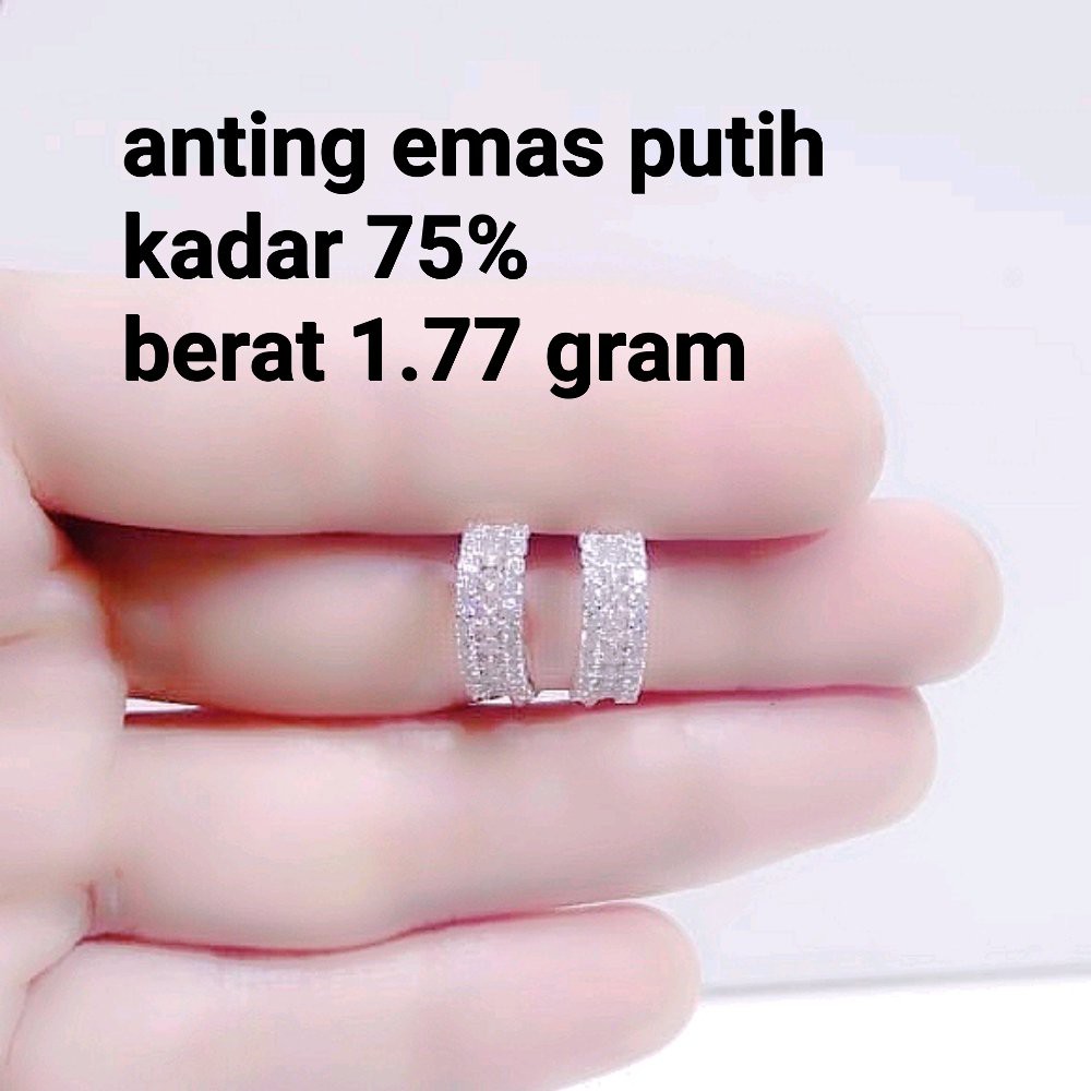[LARIS] anting wanita emas putih kadar 75 persen 1 77 gram Berkualitas