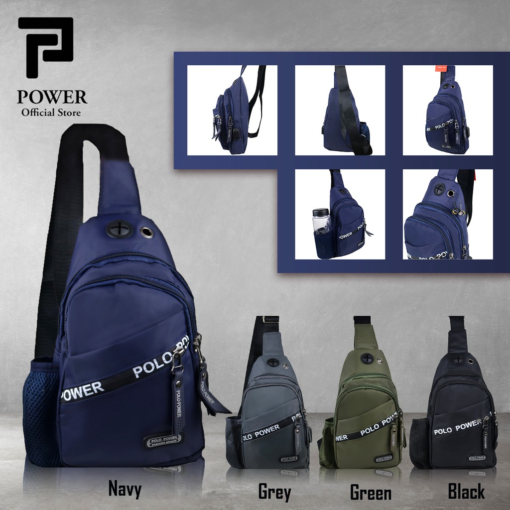 Polo Power Tas Selempang Pria Sling bag Waterproof Import Tas Dada ABG Anti Air Tas Polo Original