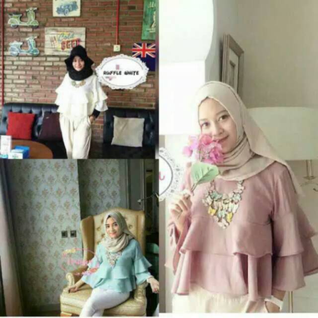 BLOUSE RUFFLE PEPLUM POLOS ATASAN KEBAYA MODERN ATASAN LONCENG BELLS YUKI TOP PASTEL