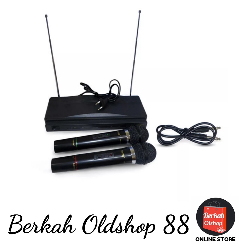 Berkah Oldshop 88 - Mic Wireless Homic HM-306 Microphone Double Mik