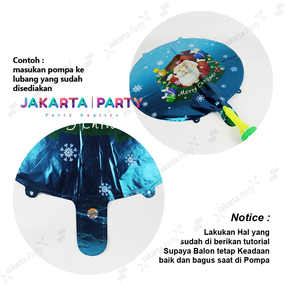 Balon Bulat Natal #1 / Balon Foil Bulat / Balon Foil Xmas / Balon Xmas