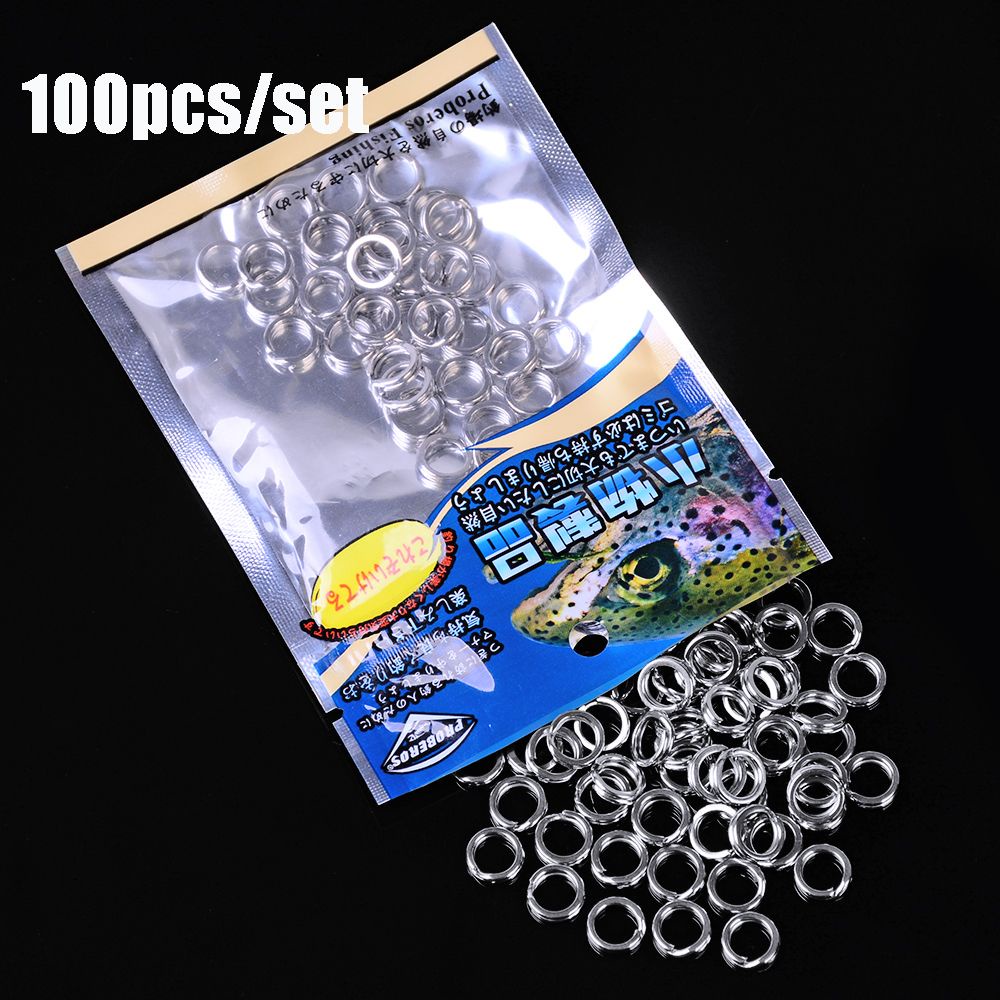 Top 100pcs Ring Konektor Umpan Pancing 3 # - 8 # Bahan Stainless Steel Tahan Lama