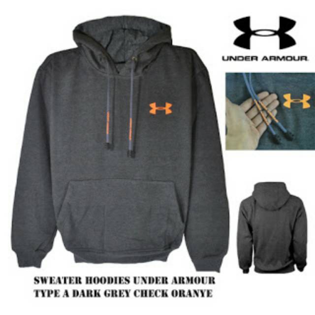 SWEATER HOODIE TYPE A UNDER ARMOUR DARK GREY CHECK ORANGE