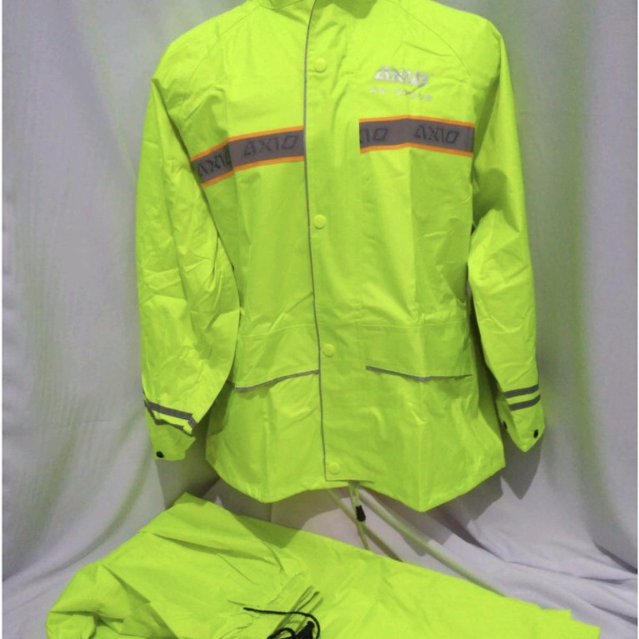 Jas hujan AXIO 882 Hijau dan Oren Stabilo ORIGINAL Orange Green Limited Edition Stelan Jaket