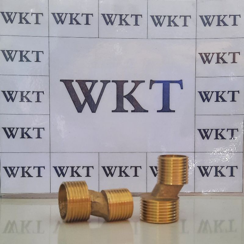 Double nepel/sambungan sock drat 3/4"×1/2" untuk kran air panas dingin kuningan/brass