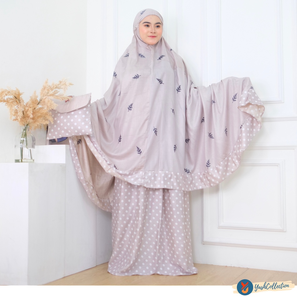 YashCollection Mukena Dewasa Bali Mukena Cemara LAMIA Jumbo-Mukena Lamia Grey