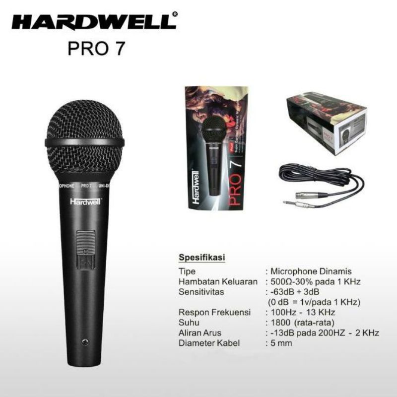 Mic Microphone kabel Hardwell Pro-7 Pro 7 Pro7 Original Mik Asli