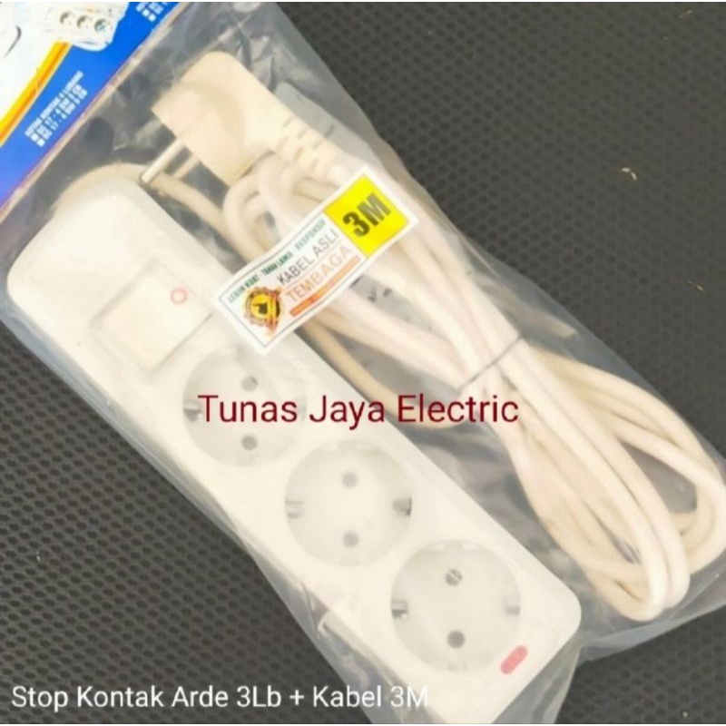 Stop Kontak Arde 3Lb + Kabel Tembaga 3 Meter AIRAM (Standar SNI)