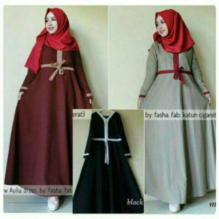 Biar Kekinian Pakai - Aulia Dress / Gamis Hitam / Baju Hitam / Dress Murah / Grosir Hijab