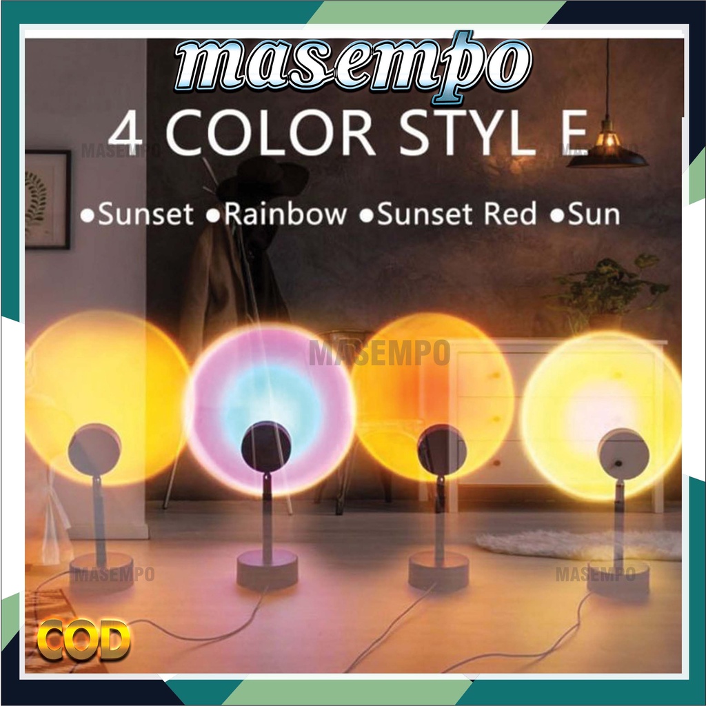 Lampu Sunset MM Aesthetic Efek Matahari Lampu Matahari Sunset Lamp Lampu Tidur Led Sorot