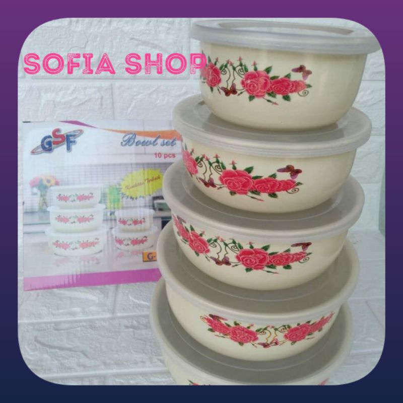 Mangkok beranak Mixing Bowl GSF Enamel Set Rantang Susun 5 PCS GSF G-2028 / G 2028 free bubble warp