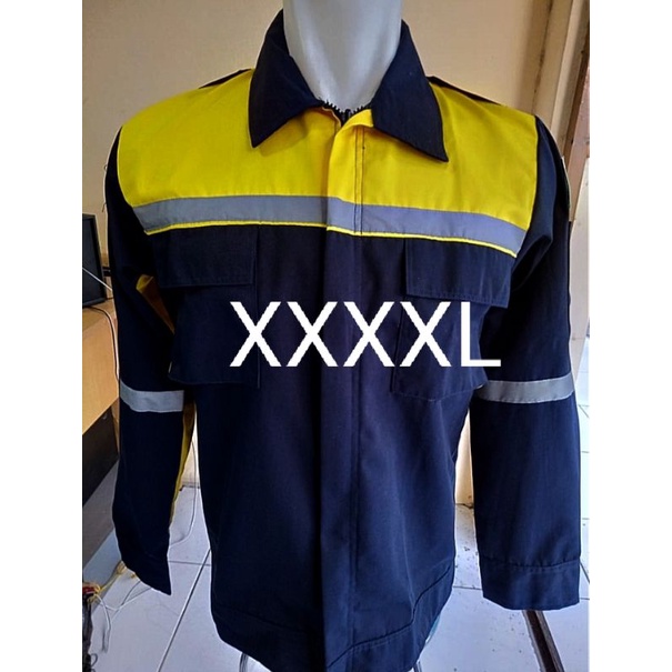 SERAGAM SAFETY SUPER JUMBO KUNING HITAM KANCING LEBAR 70CM