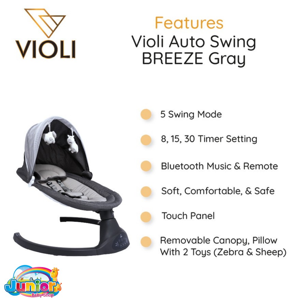 Violi Breeze : Grey Auto Swing - Bouncer Bayi Ayunan Otomatis Bayi