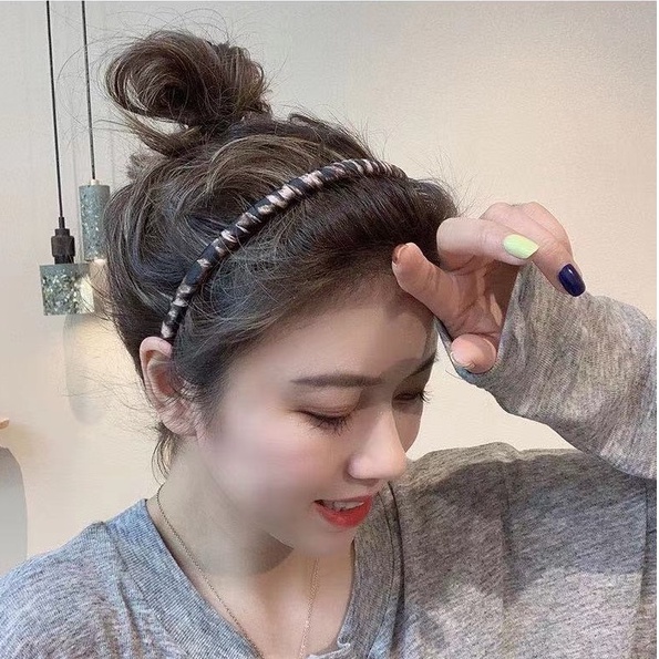 (Hello Girl)B14 Bandana Headband Terbaru Warna Macam Tutul Lebar Non-Slip Wanita Import