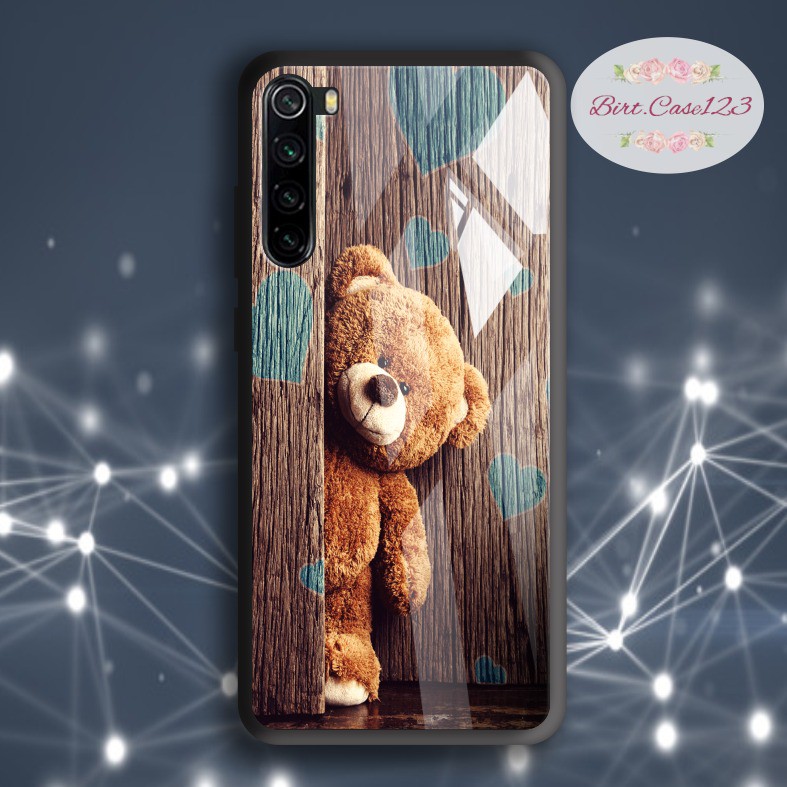 back case glass cute bears Oppo A3s A1k A5 A9 2020 A7 F9 A5s A31 A52 A53 A92 A37 A57 A59 A71 BC5383