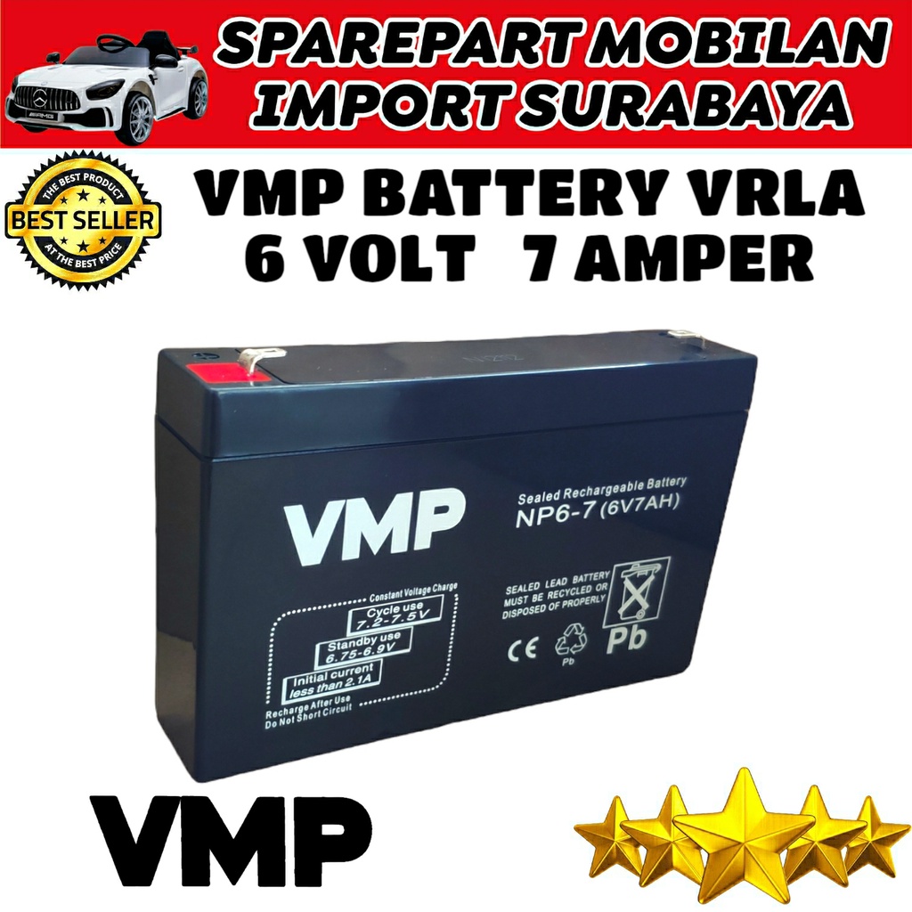 TERMURAH VMP 6 VOLT 7 AMPER BATTERY ACCU MOTOR MOTORAN MAINAN AKI 6VOLT 7AMPER 6V 7AH 6 V 7 RIDE ON CAR VMP