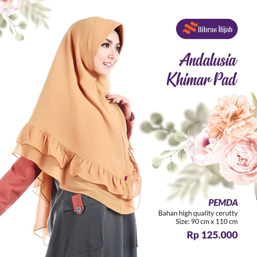 NIBRAS HIJAB ANDALUSIA KHIMAR PAD HIJABERS KERUDUNG SYARI JILBAB CERUTI FASHION MUSLIMAH