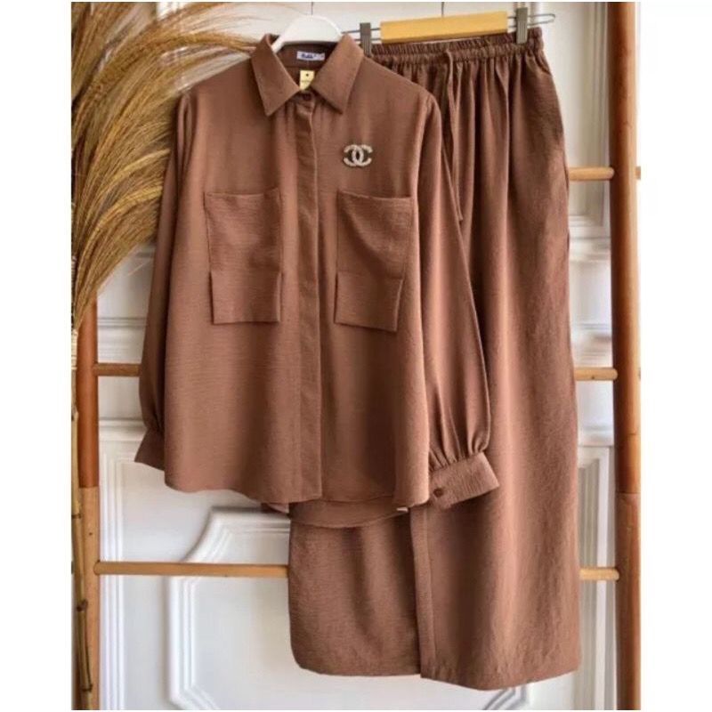 ZARA SET WANITA AIRFLOW PREMIUM / SETELAN KEMEJA CRINKLE WANITA -