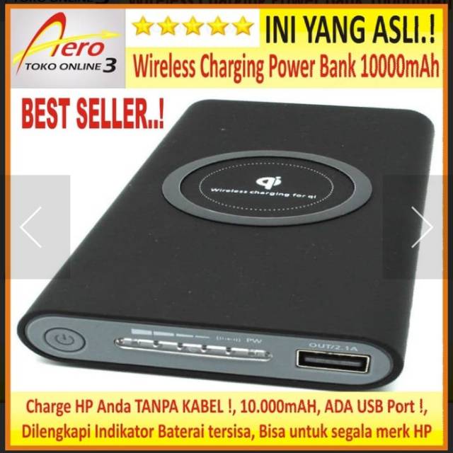 WIRELESS CHARGER CAS HP TANPA KABEL + POWER BANK 10000mAh