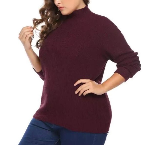 ✶ Sweater Turtleneck Wanita Big Size / Sweater Rajut Jumbo - JCFashion - Putih ❅