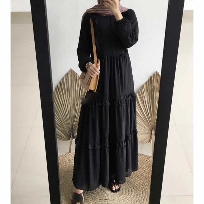 Gamis wanita NEW Dress Quinby Hitam Gamis Muslim Hijab Syar'i Baju Busana Wanita remaja kekinian put