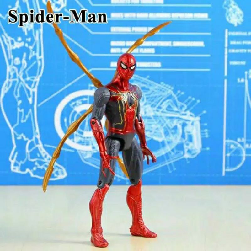 Action figure iron spider metallic paint mainan spiderman