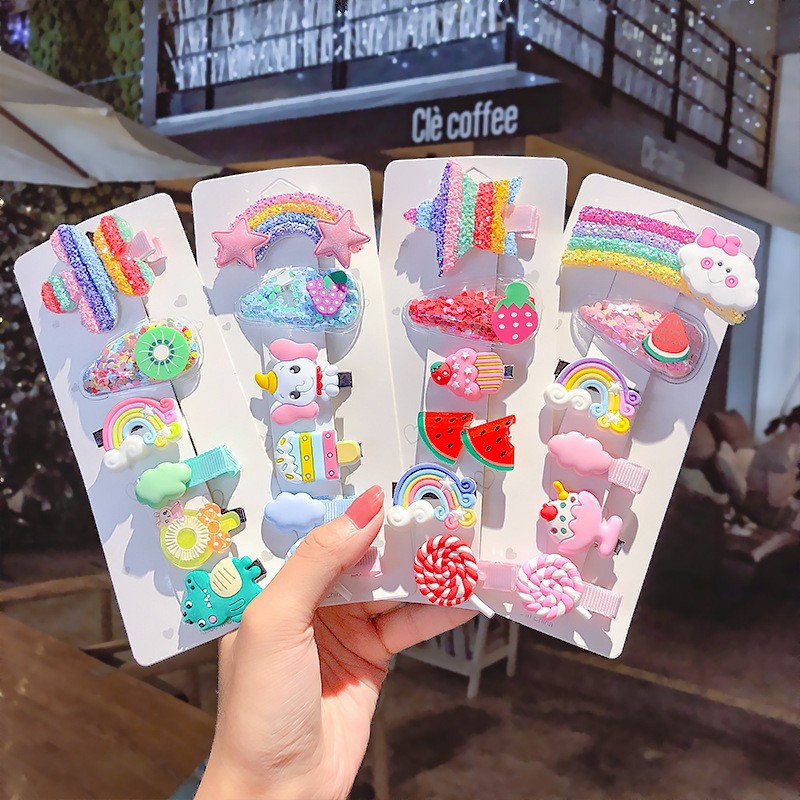 HOT SALE!! JEPIT RAMBUT ANAK KOREA RAINBOW SET SUPER CUTE ISI 6 PCS