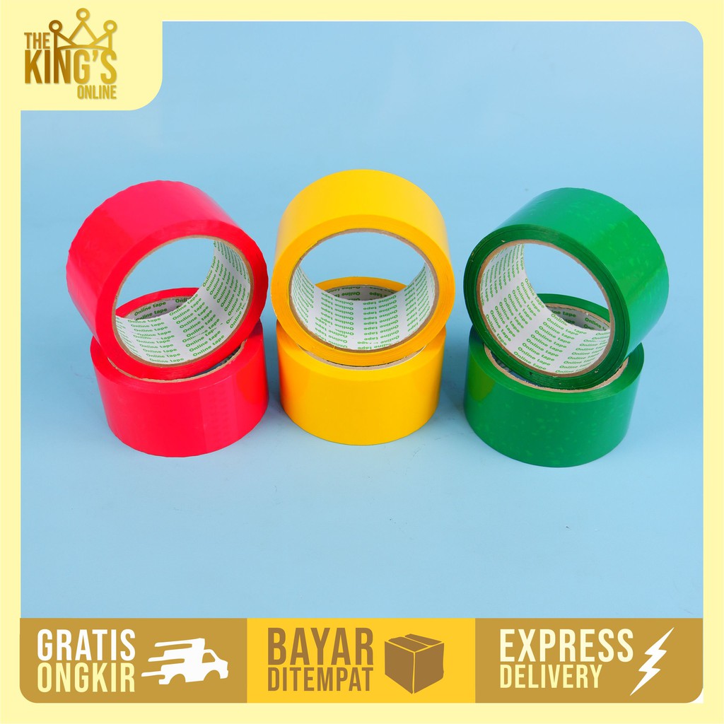 1 Pcs Lakban Warna / Plakban / isolatip / solasi WARNA WARNI MERAH , KUNING , HIJAU