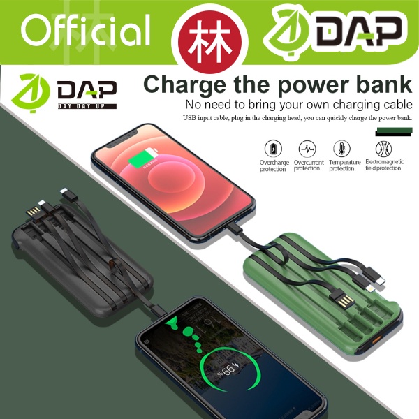 DAP D-P310 Powerbank 10000 mAh 3 Cable Fast Charging LED Indicator