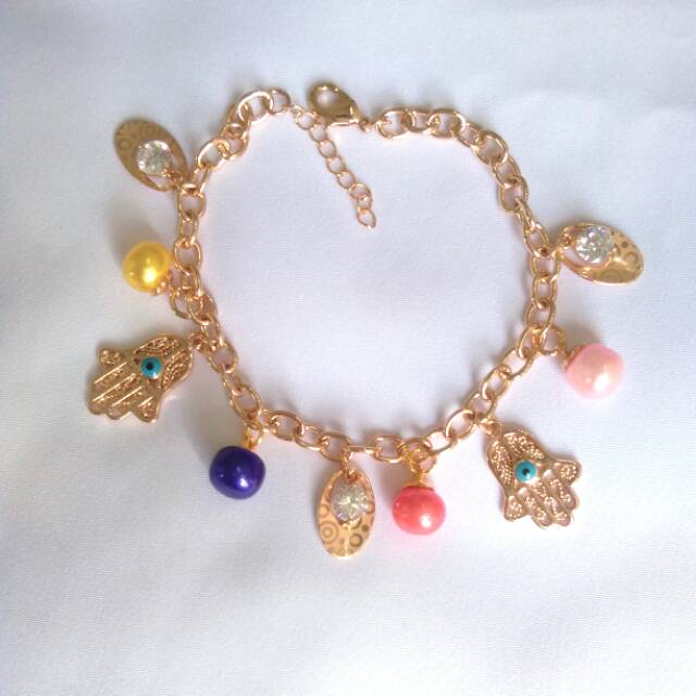 Gelang Mainan Motif Tangan | Mutiara Air Tawar | Lombok Rodium 13021911