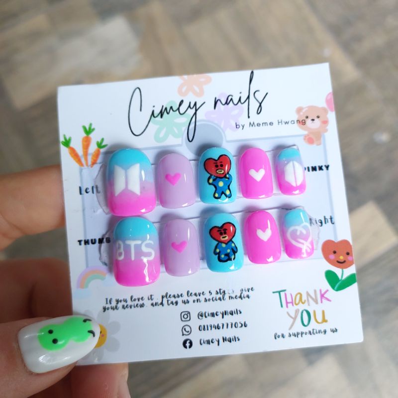 Kuku Palsu Press-on nails Kupal Fake nails BTS Boy With Luv Custom