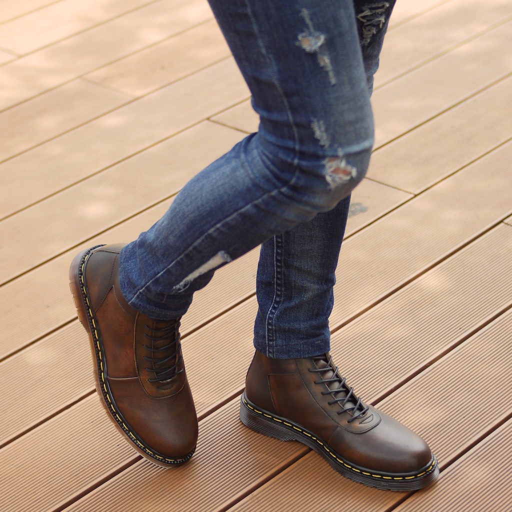 SVEND 02 MAROON ORIGINAL x GREATA Sepatu Kulit Sapi Asli Pria Boots Casual Semi Formal Vintage Jalan Hangout Kuliah Kerja Kantor Boot Model Docmart Classic Genuine Leather Shoes Bikers Touring Footwear Big Size Ukuran Besar Jumbo 44 Keren Branded 2 0.2