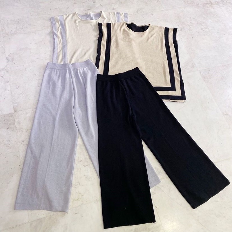 Oneset Stelan Top kinan kulot basic rajut knit premium import bangkok bkk