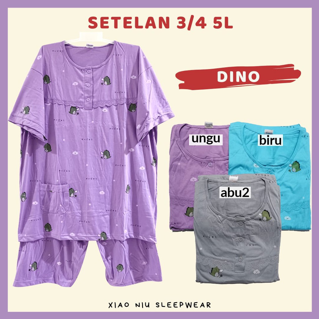 Baju Tidur Jumbo Wanita  5L LD 130 Celana  Pendek  Bahan  Kaos  