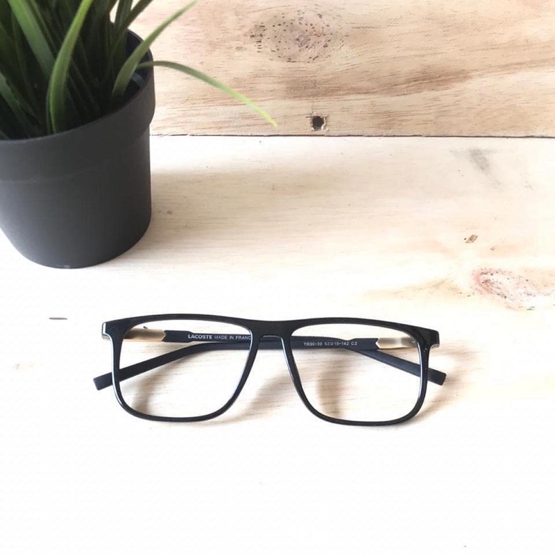 frame kacamata cowo kotak TR 90 lensa photocromic Blurey kode lacoste flat