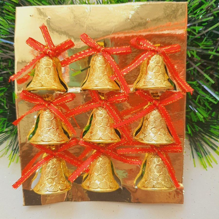 Dekorasi Lonceng Emas Polos isi 6 Hiasan Natal Murah Christmas Bell