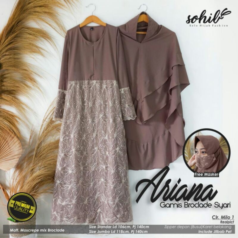 gamis pesta syari broklat ariana by sohib solo hijab
