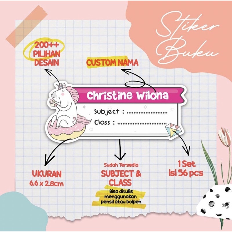 

Stiker Buku Sekolah TK PAUD SD SMP | Sticker Label Nama Book