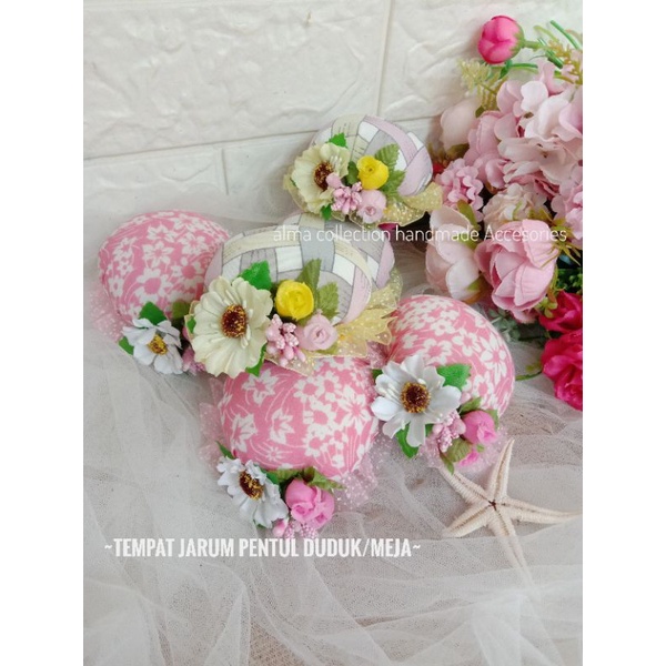 (COD) tempat jarum pentul duduk dimeja/tusuk jarum pentul/peniti/hijab/pin cushion