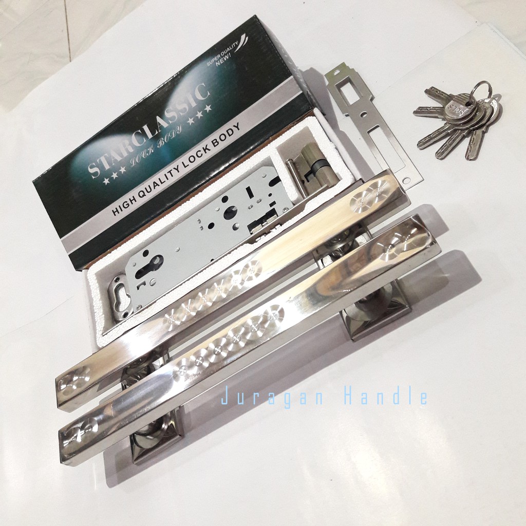 Paket gagang pintu rumah handle pintu model KG Kotak grafir dan body pelor tarikan