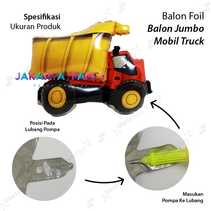 Balon Foil Dump Truck / Balon Karakter Truk Sampah / Balon kendaraan