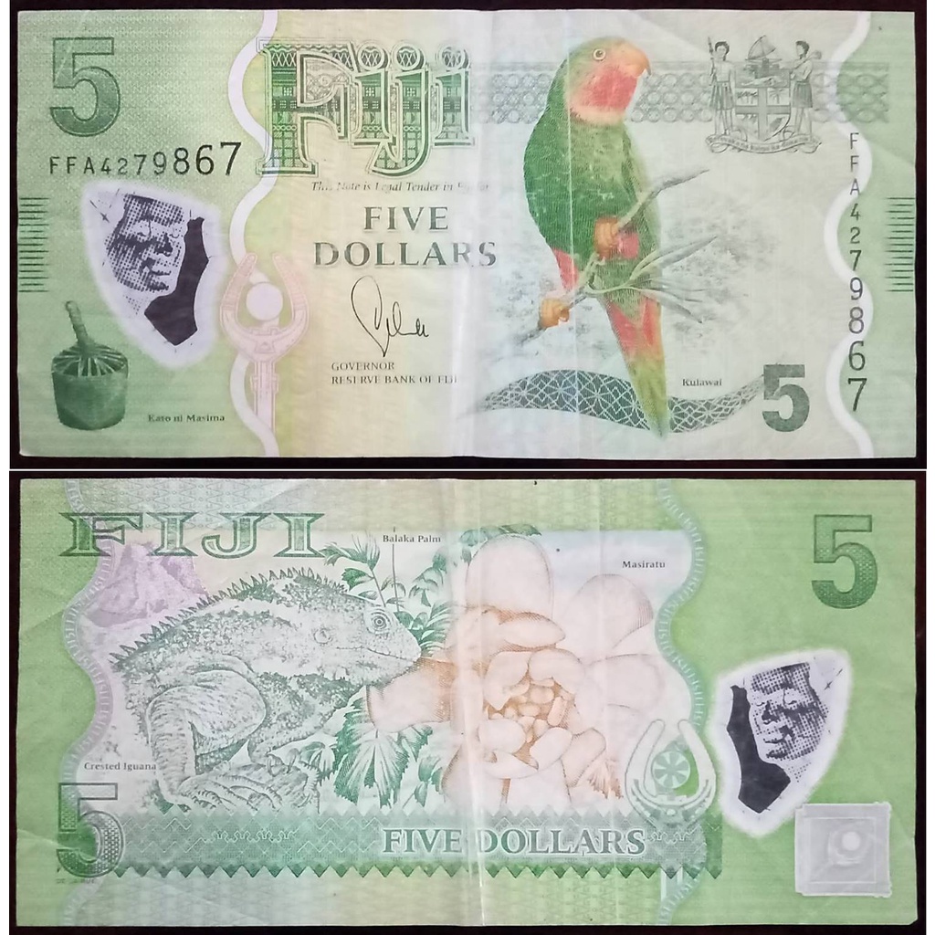 Uang Fiji 5 Dollar Polimer