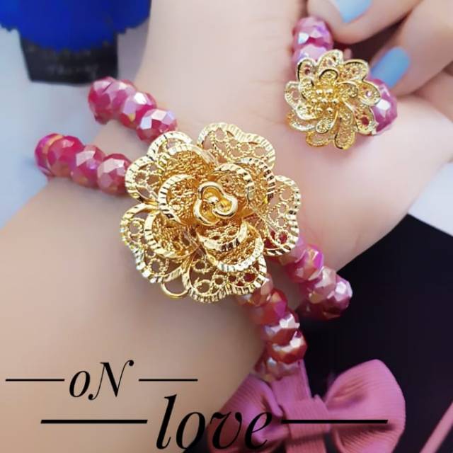 Xuping gelang kepala mawar lapis emas 24k