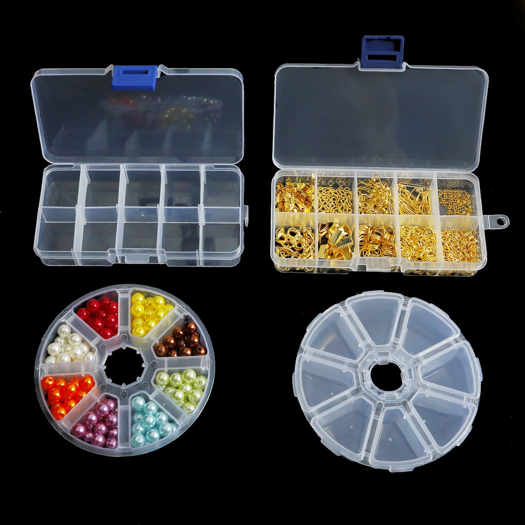 Adjustable Transparent Plastic Storage Box for Small Component Jewelry Tool Box Bead Pills Organizer Nail Art Tip Case