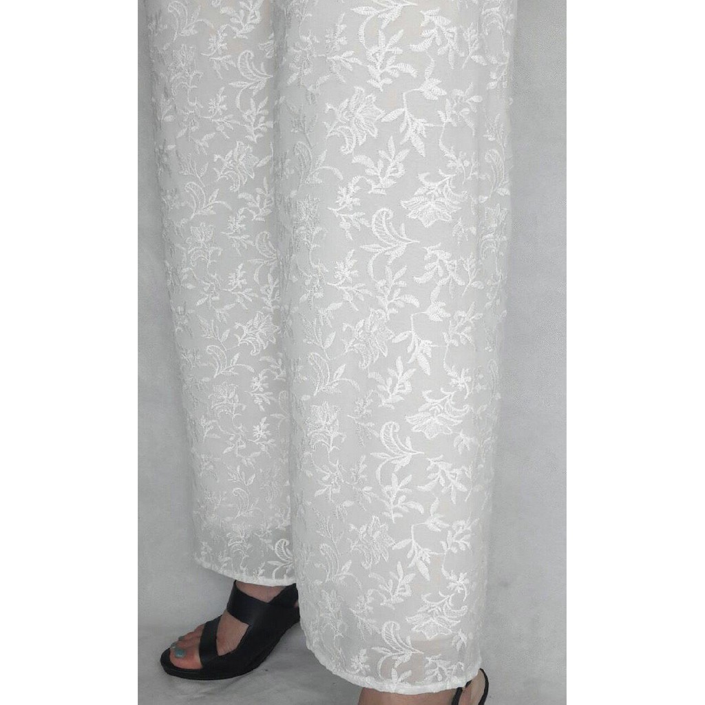 Promo celana panjang casual putih lace wide leg tom tailor branded murah Murah