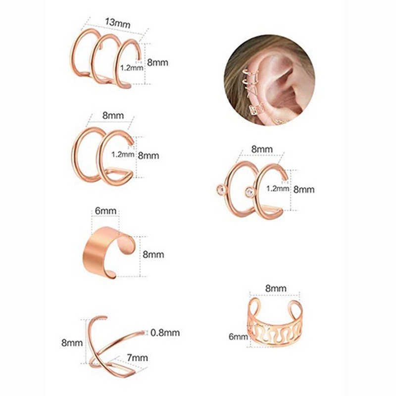 Set 12 Pcs Klip Telinga Non Piercing Model Cuff Bahan Stainless Steel